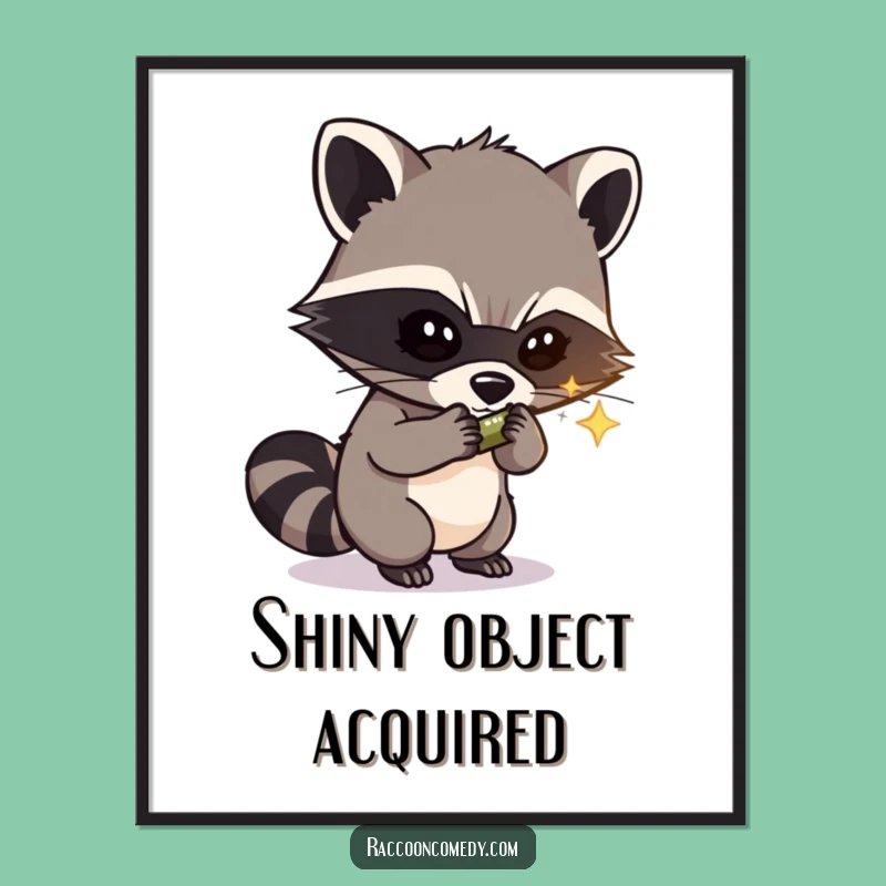 Funny Raccoon Digital Art: Masked Bandit Thief Ready to Steal, Instant Humorous Decor Funny Gift