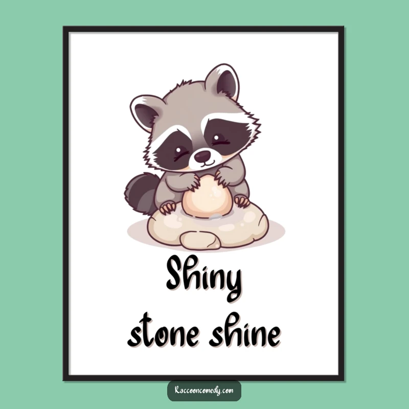 Funny Kawaii Raccoon Digital Print: High-Quality Cute Animal Washing Stone Art Gift