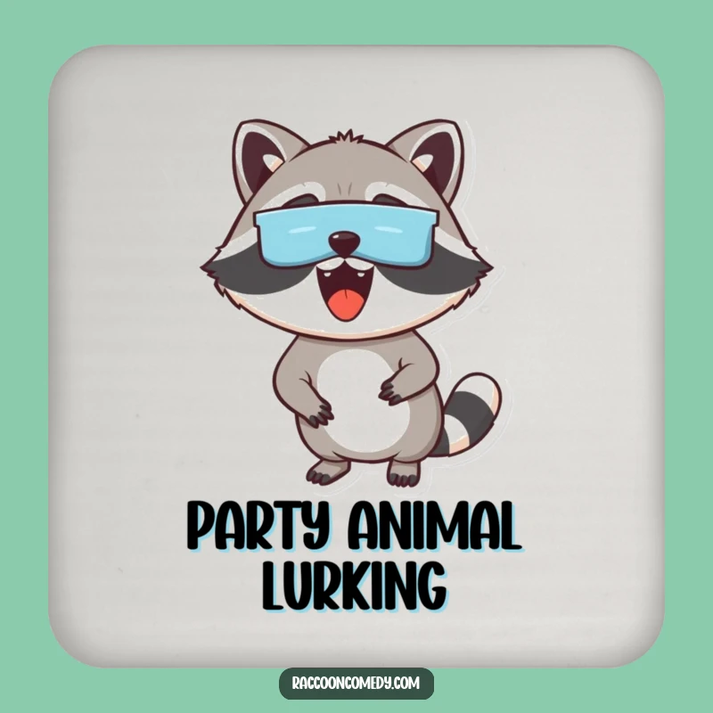 Funny Excited Raccoon Coasters: Masked Protection, Hilarious Decor
