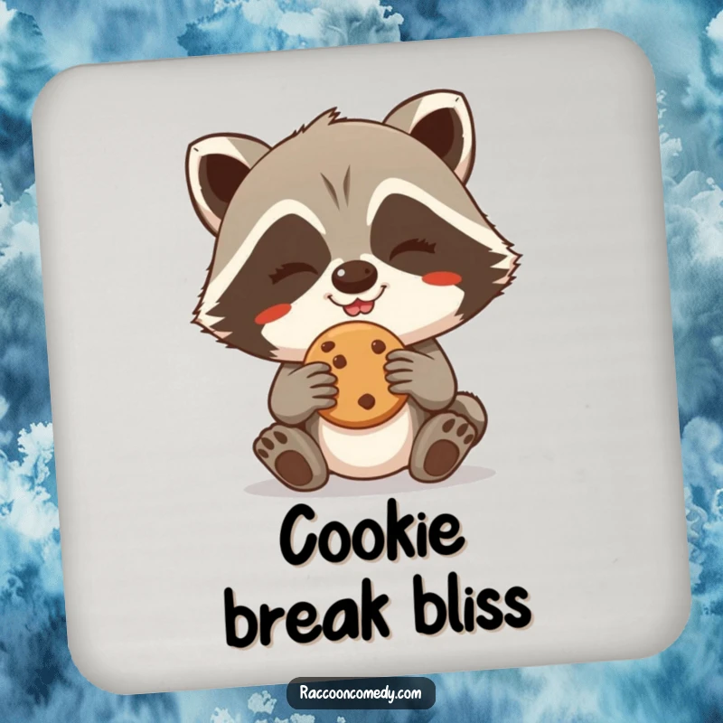 Funny Raccoon Coaster: A giggling raccoon grins, guarding its stolen cookie, adding mischief to your coaster.