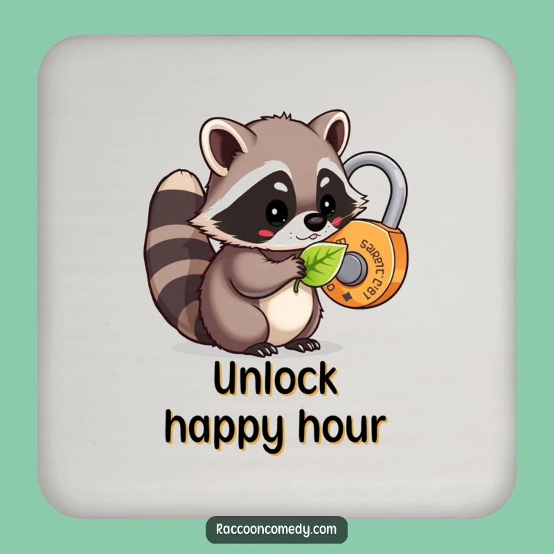 Funny Kawaii Raccoon Leaf Lock Drink Coaster: Protect Surfaces with Whimsical Charm