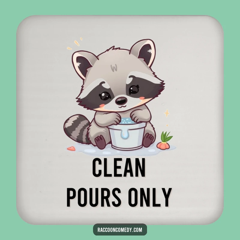 Funny Kawaii Raccoon Washing Coaster - Protect Surfaces with Adorable Tidiness