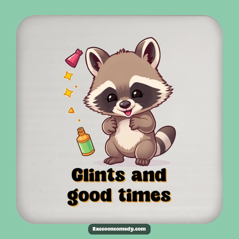 Funny Raccoon Juggling Coaster: Protect Surfaces with Playful Shine