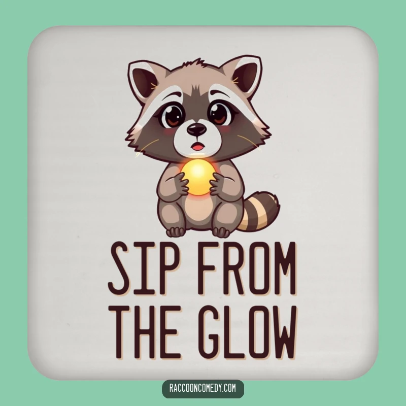 Funny Raccoon Orb Coaster - Protect Surfaces with Mystery, Perfect Funny Gift!