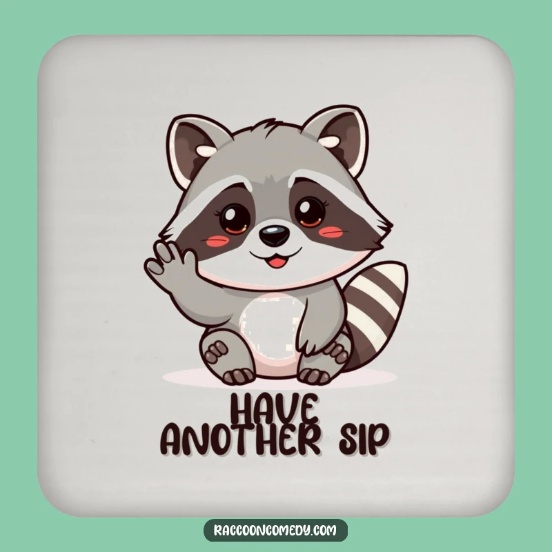 Friendly Raccoon Invite Coaster: Welcome Your Guests!