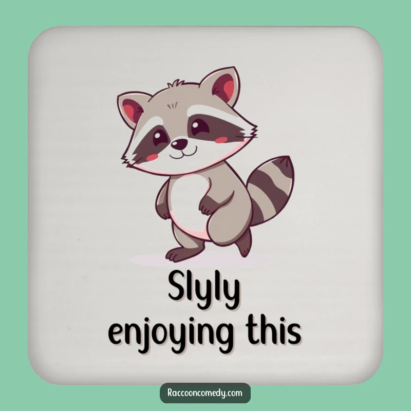 Funny Kawaii Raccoon Tiptoeing Coaster: Protect Surfaces with Humor