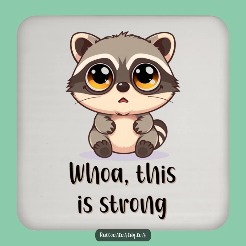 Funny Bewildered Kawaii Raccoon Coaster: Protect Surfaces with Humor