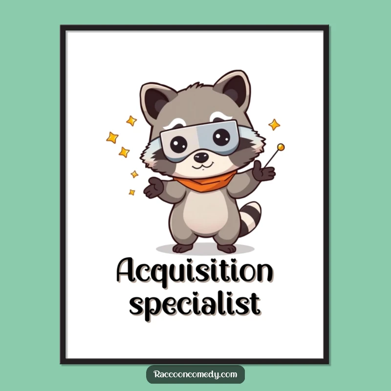 Funny Kawaii Raccoon Bandit Poster: Adorable Wall Art That Brings Playful Mischief Home