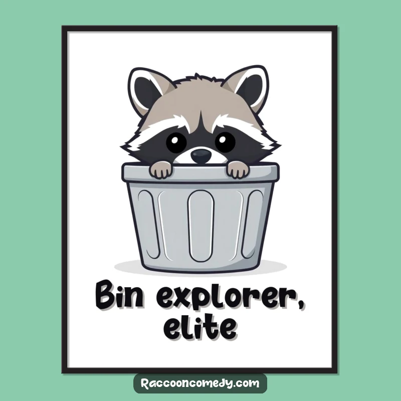 Funny Mischievous Raccoon Poster, Wall Art for the Playful Prankster