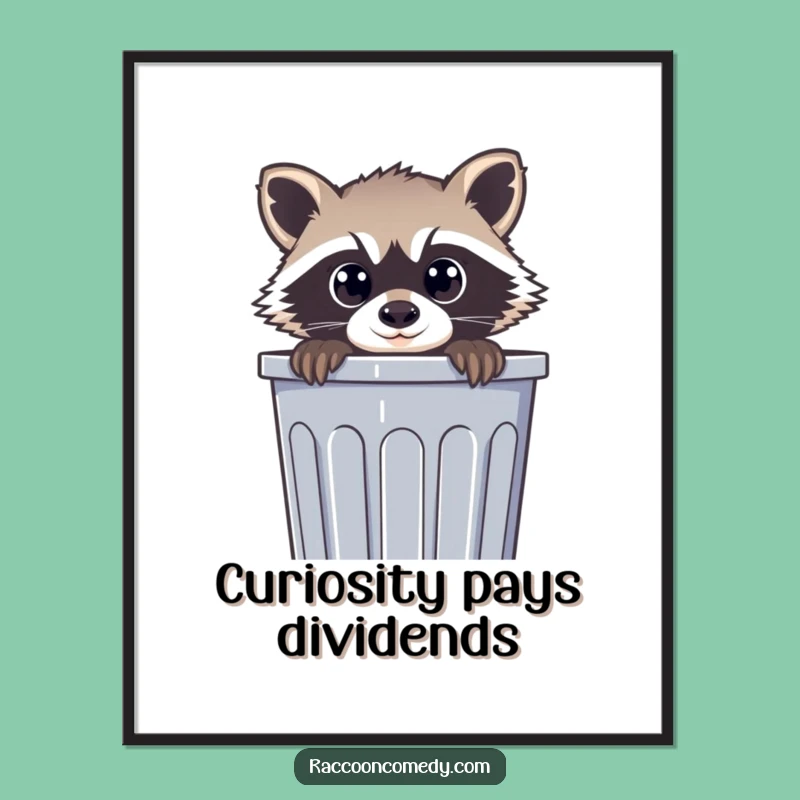 Funny Raccoon Poster: Curious Trash Panda Wide-Eyed Peek Art, Humorous Wall Decor Funny Gift