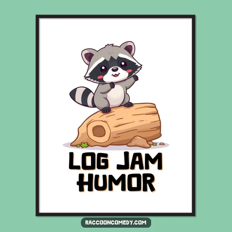 Funny Kawaii Raccoon Balancing Poster: Adorable Wall Art & Cute Gift