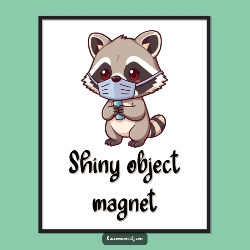 Funny Kawaii Raccoon Masked Poster - Adorable Art for Mischief Lovers