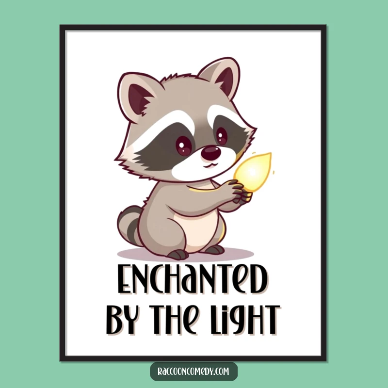 Funny Raccoon Glowing Object Poster: Cute Mysterious Art, Perfect Funny Gift for Decor