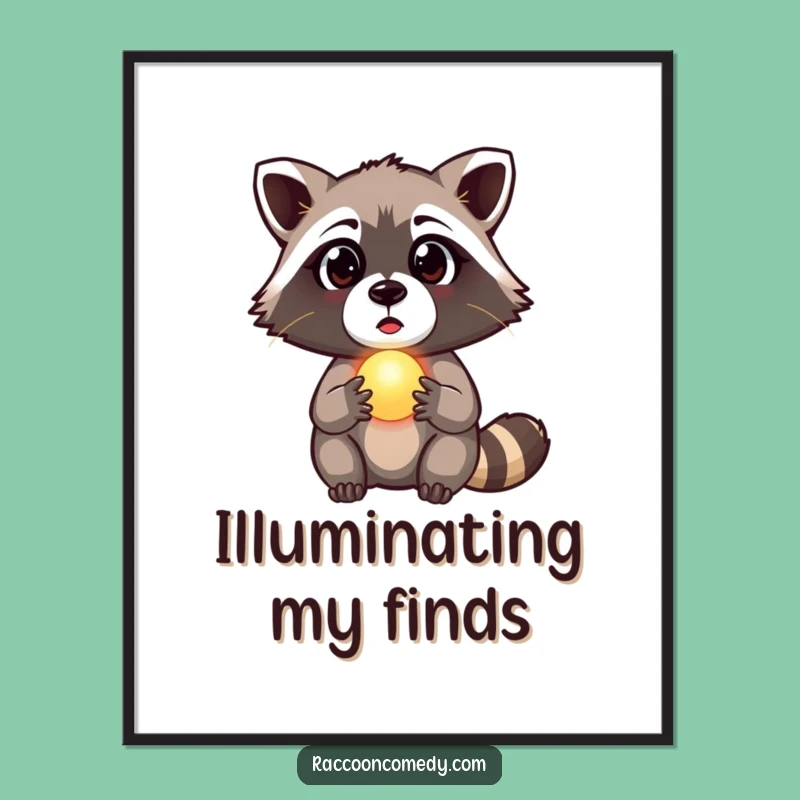 Funny Raccoon Orb Poster - Whimsical Mystery Art, Perfect Humorous Gift!