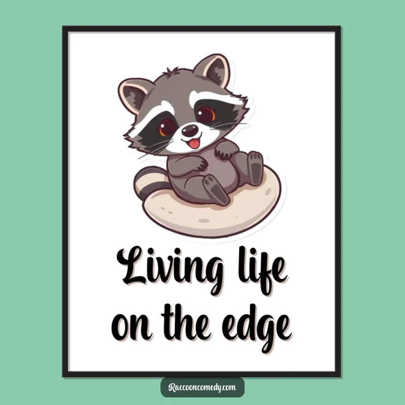 Funny Raccoon Sliding Poster: Hilarious Wall Art, Perfect Humorous Decor Gift