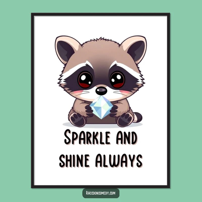 Funny Curious Raccoon Gem Poster: Adorn Your Walls with Bright-Eyed Wonder