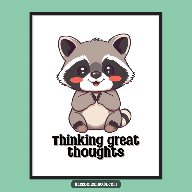 Funny Raccoon Delight Poster: Cute Art, Hilarious Decor, Perfect Gift