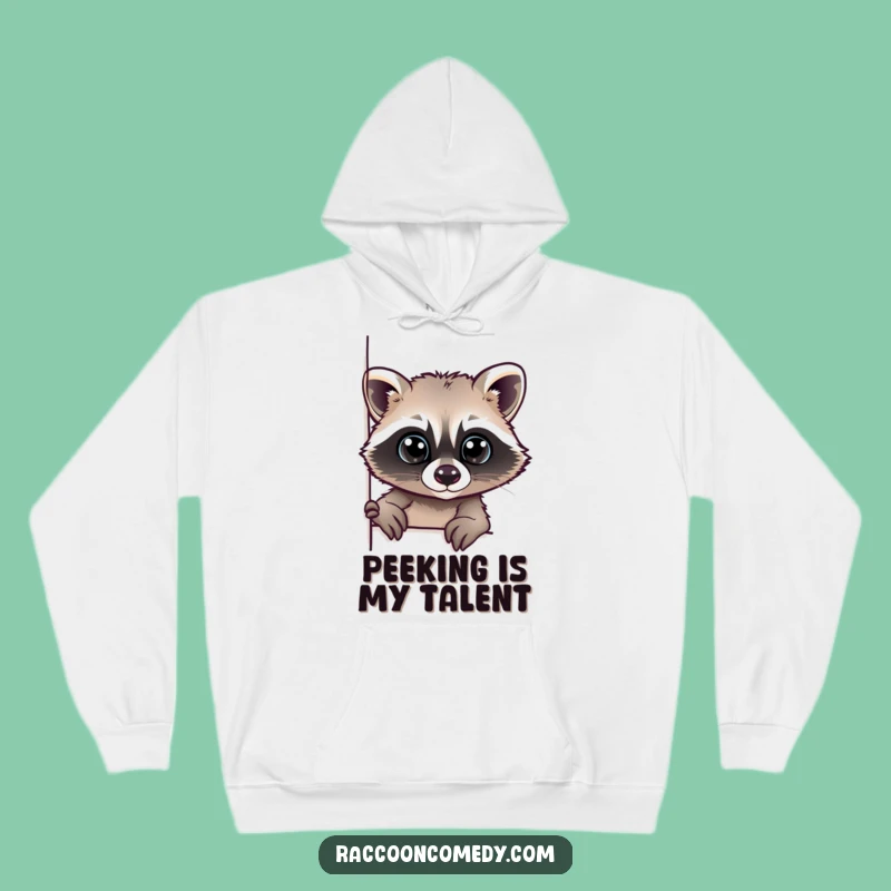 Funny Curious Raccoon Hoodie: Cozy Up with a Peek