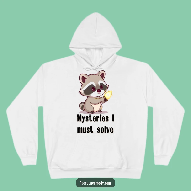 Funny Raccoon Glowing Object Hoodie: Cozy Curious Sweatshirt, Perfect Funny Gift for Night Owls