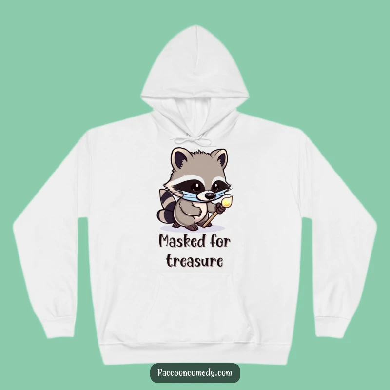 Funny Raccoon Hoodie: Cozy Masked Bandit Tiptoeing with Shiny Object Gift