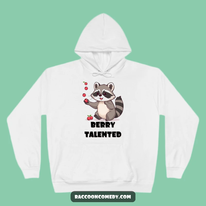 Funny Raccoon Hoodie: Cozy Playful Berry Juggler Design, Warm and Humorous Funny Gift