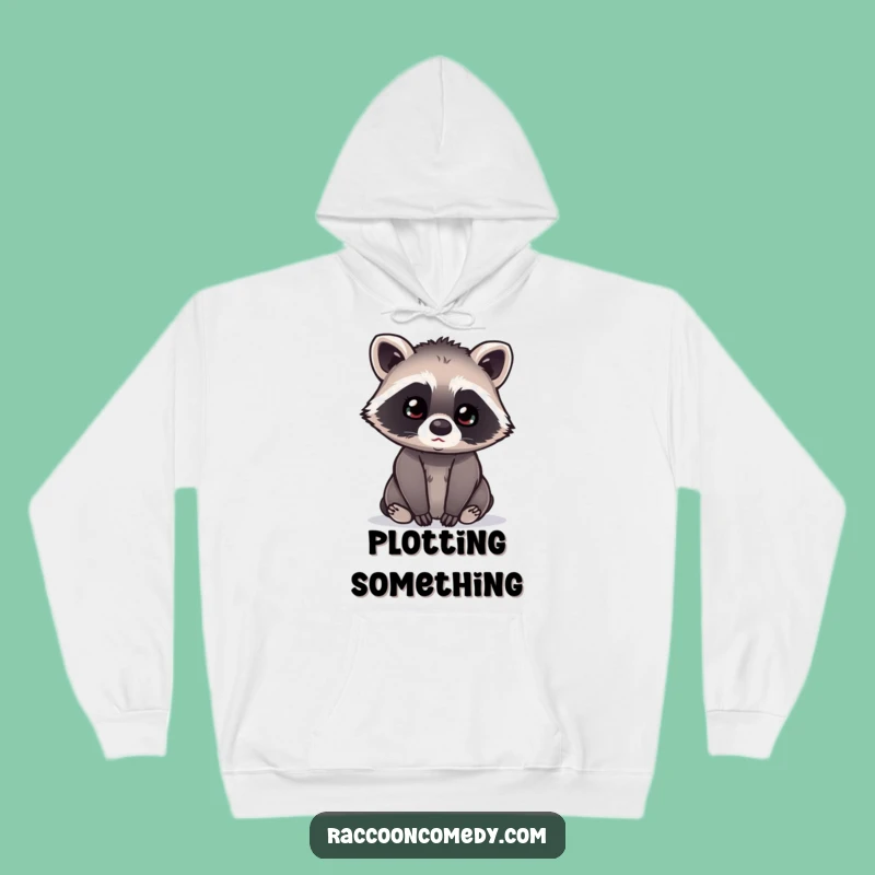 Cozy Funny Kawaii Raccoon Hoodie: Curious Listener, Warm & Humorous Wear