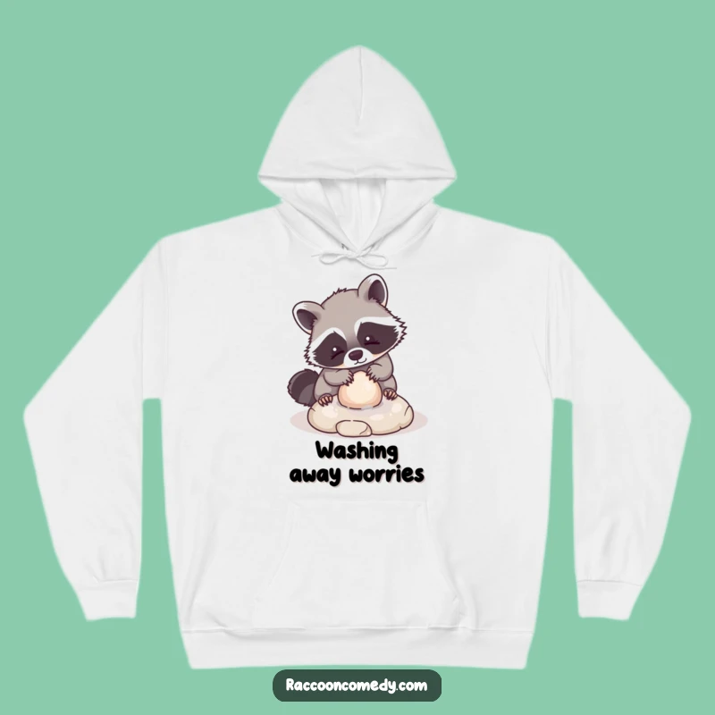 Funny Kawaii Raccoon Hoodie: Cozy Adorable Animal Washing Stone Playful Charm Gift