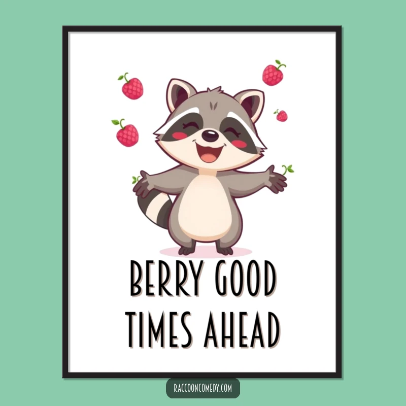 Funny Free Printable Wall Art: Juggling Raccoon Decor, Vibrant Downloadable Art