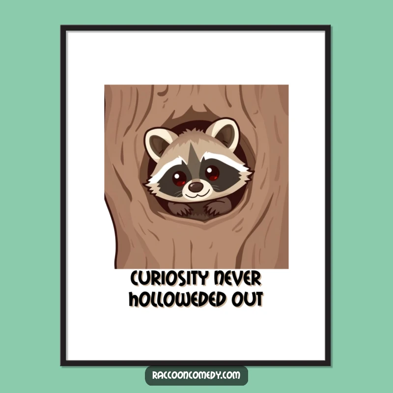 Free Printable Wall Art: Funny Kawaii Raccoon Explorer, Quirky Downloadable Decor
