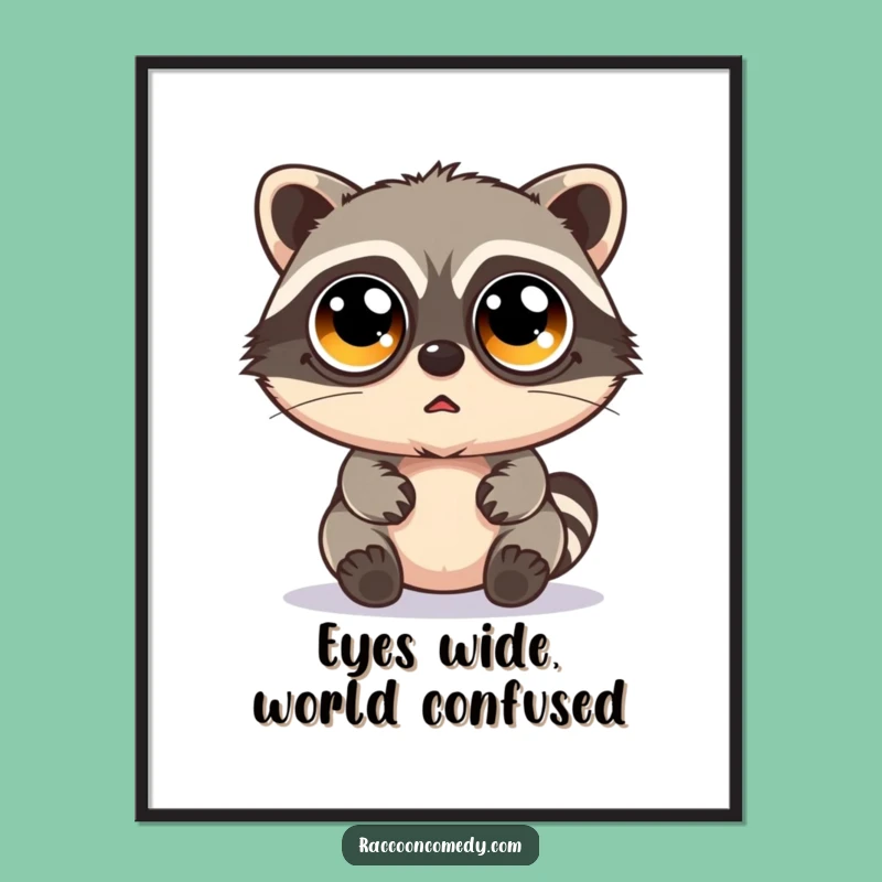 Funny Free Printable Wall Art: Googly-Eyed Kawaii Raccoon Art!