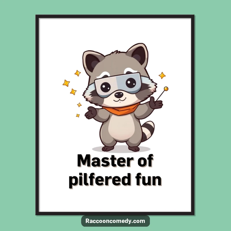 Funny Free Printable Wall Art: Kawaii Raccoon Juggling Gem, Downloadable Decor