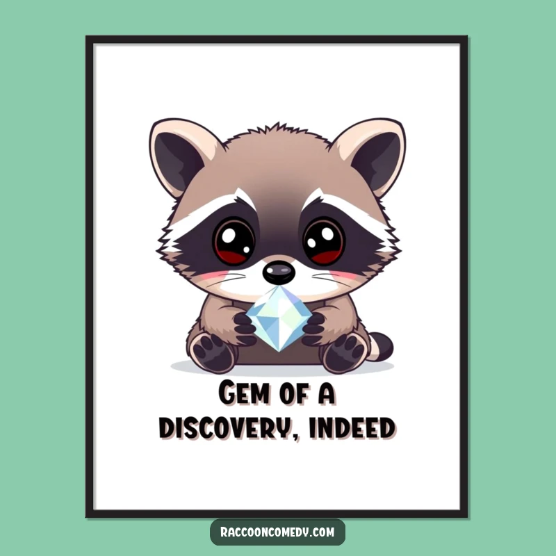 Free Printable Wall Art: Raccoon Gem Curiosity Humorous Downloadable Decor