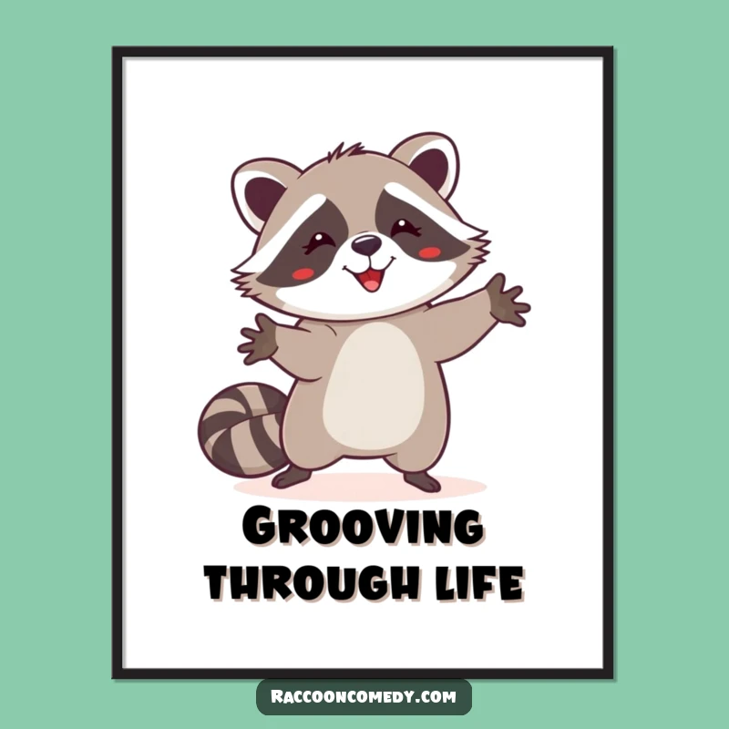 Free Printable Wall Art: Dancing Raccoon Paws Up Funny Decor