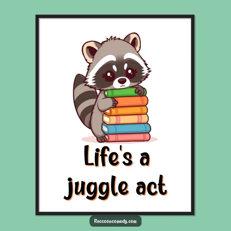 Free Printable Wall Art: Funny Raccoon Balancing Act, Hilarious Downloadable Decor!