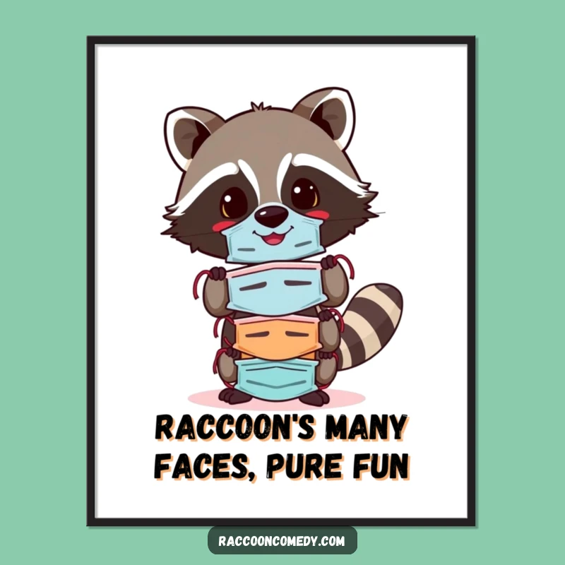 Cheerful Mask Raccoon Free Printable Wall Art - Funny Downloadable Decor Gift