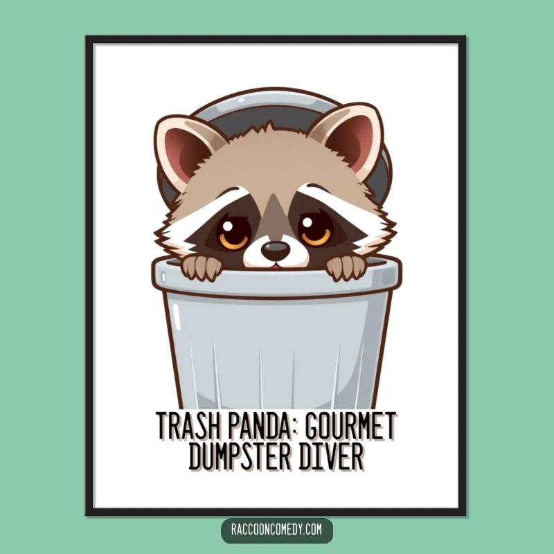 Free Printable Wall Art: Curious Raccoon Peek, Cute Downloadable Art Gift