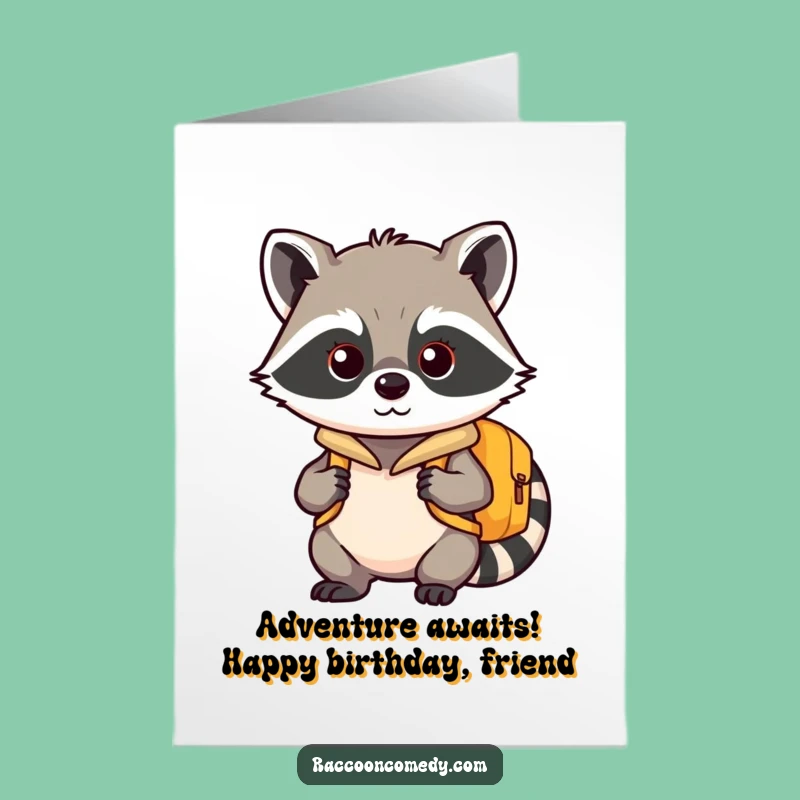 Free Printable Kawaii Raccoon Adventure Birthday Card: Ready for Fun Times!