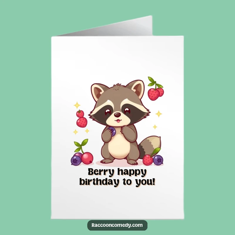 Free Printable Birthday Card: Funny Kawaii Raccoon Juggler, Magical Downloadable Gift