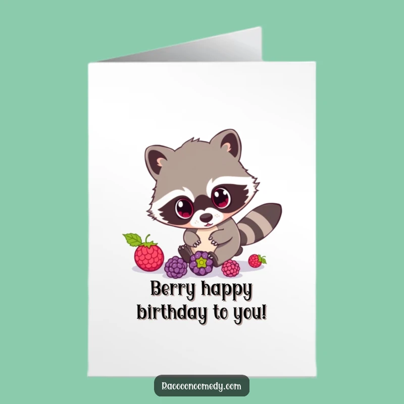 Free Printable Birthday Card: Raccoon Berry Chase, Hilarious Downloadable Gift