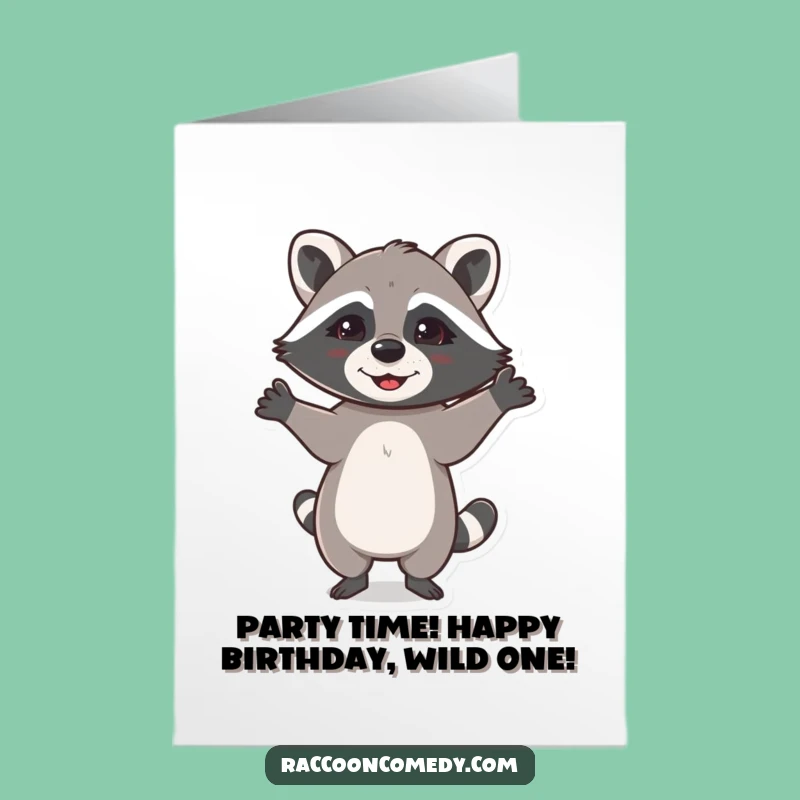 Free Printable Birthday Card: Happy Raccoon Dance, Funny Downloadable Gift