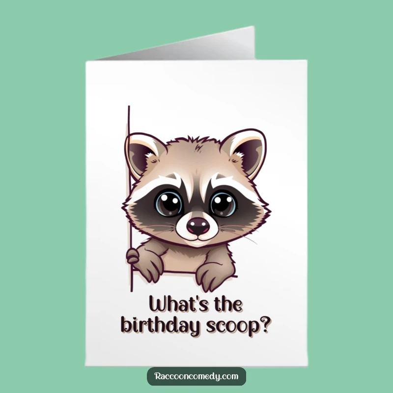 Free Printable Birthday Card: Curious Raccoon Peeking, Hilarious Downloadable Gift!