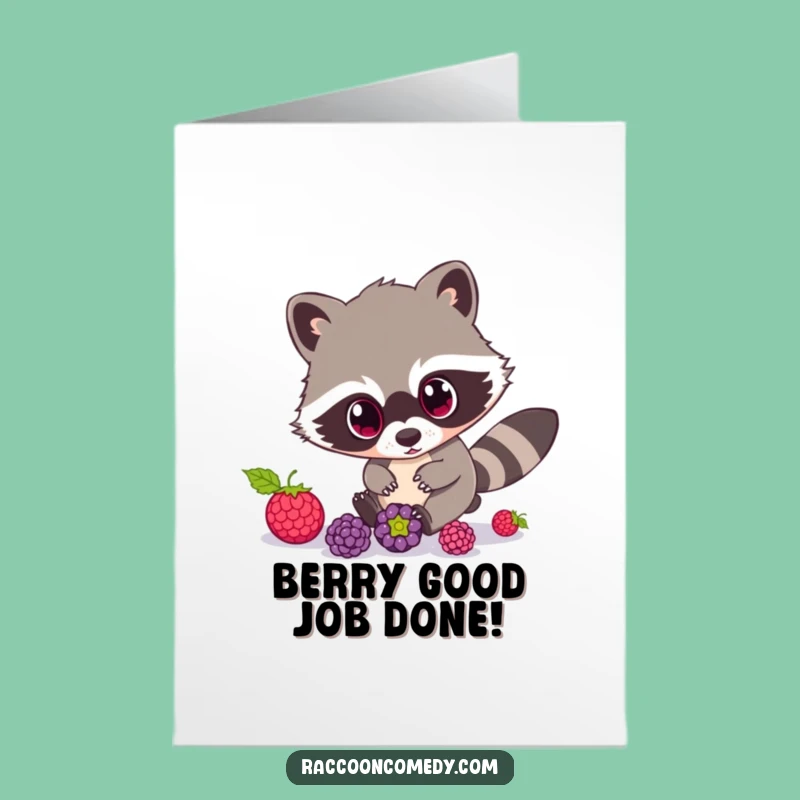 Free Printable Congrats Card: Raccoon Berry Quest, Celebrate Downloadable Fun