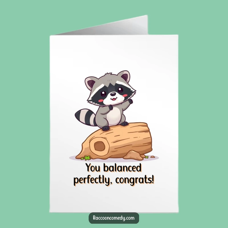Free Printable Congrats Card: Wobbling Raccoon Success, Funny Downloadable Gift
