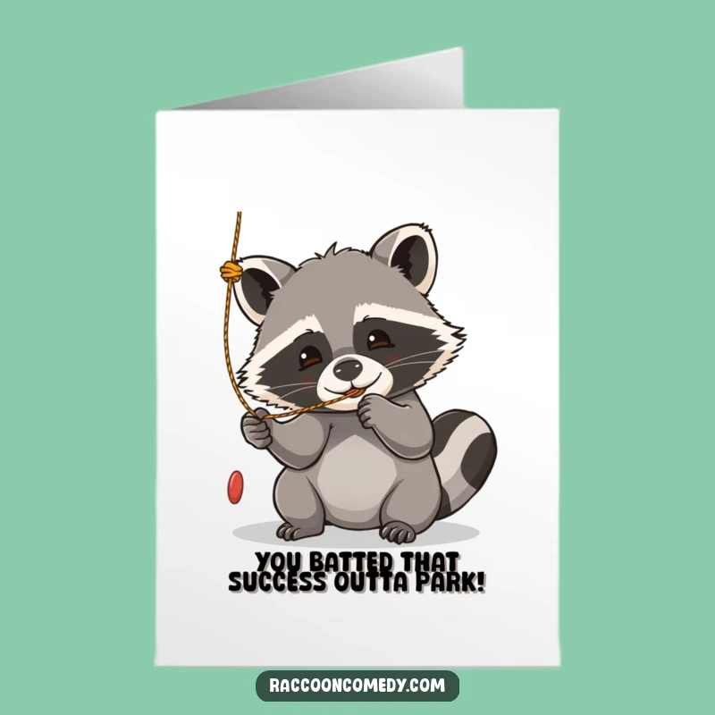 Free Printable Kawaii Raccoon Congrats Card: Playfully Celebrating Your Success!
