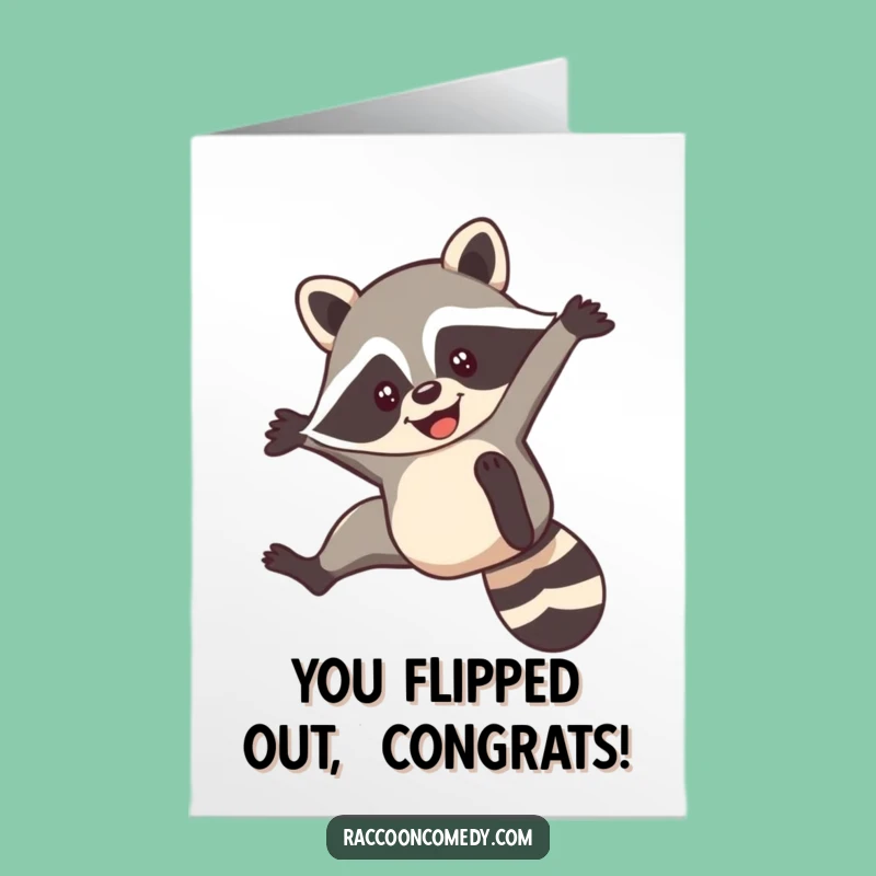 Free Printable Congrats Card: Funny Raccoon Flip, Downloadable Celebration Gift