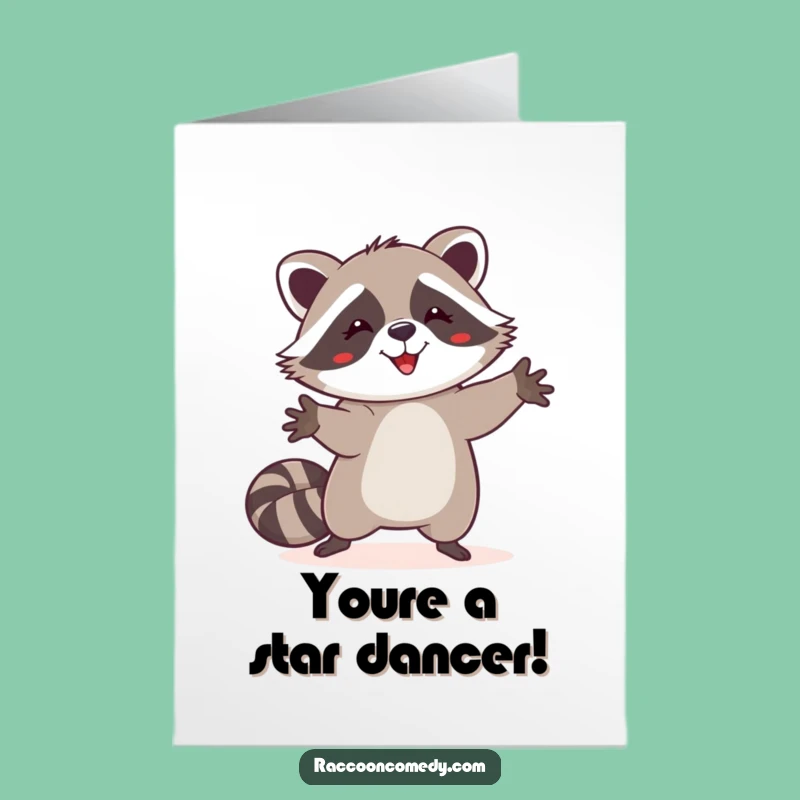 Free Printable Congrats Card: Dancing Raccoon Paws Up Funny Gift