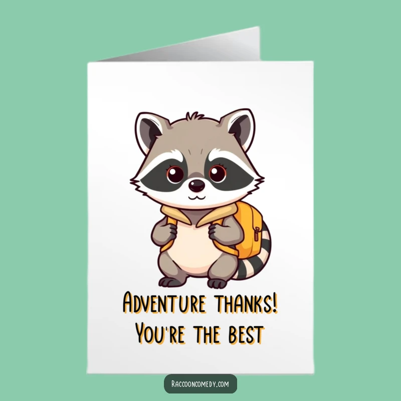 Free Printable Kawaii Raccoon Adventure Thank You Card: Thanks for the Journey!