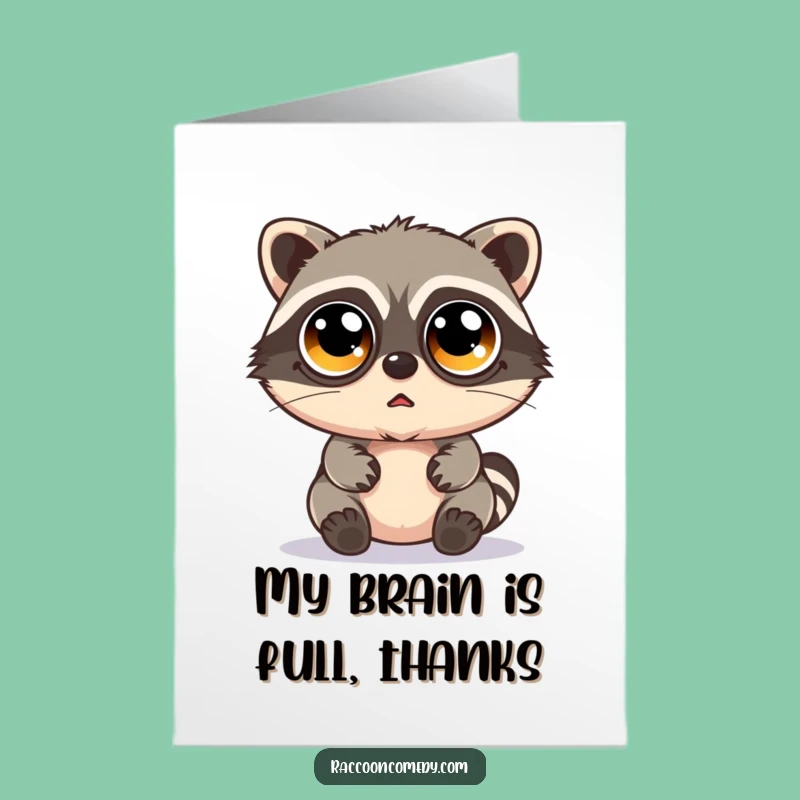 Free Printable Thank You Card: Googly-Eyed Kawaii Raccoon Thanks!