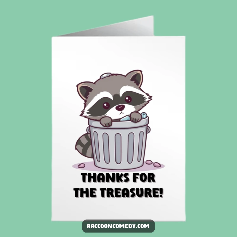 Free Printable Thank You Card: Raccoon Trash Peek Funny Downloadable