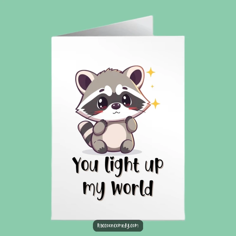 Free Printable Thank You Card: Surprised Kawaii Raccoon Light!